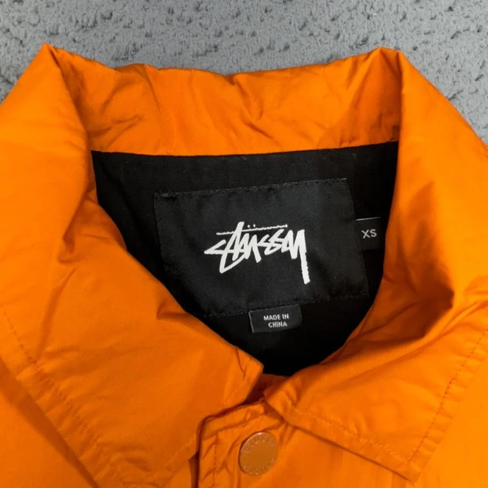 Stussy Jacket Mens Extra Small Orange Full Snap Coach‎ Windbreaker Streetwear - Picture 3 of 14